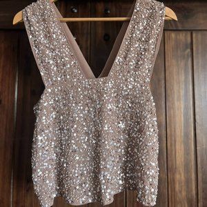 ZARA Sequin Top with Slit Back